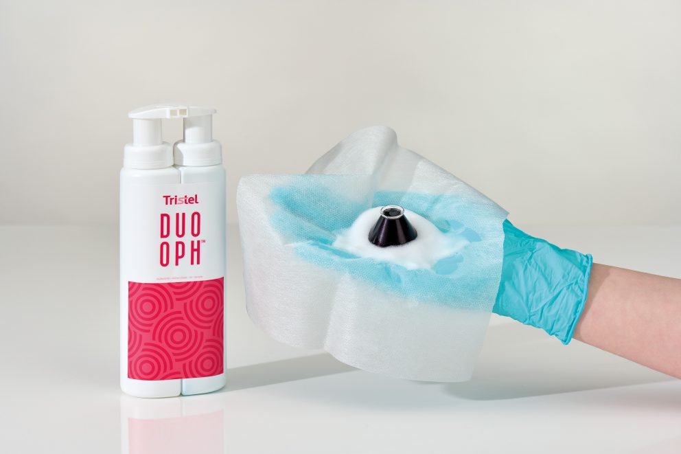 Tristel DUO OPH and Tristel DUO WIPES - Ophthalmic disinfection foam on dry wipe applicator with ophthalmic device