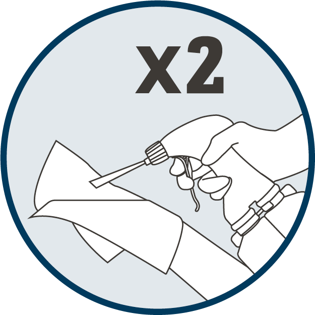 Disinfectant spray Tristel Jet FOAM creates sporicidal foam for surfaces and equipment. Step 1 - Apply