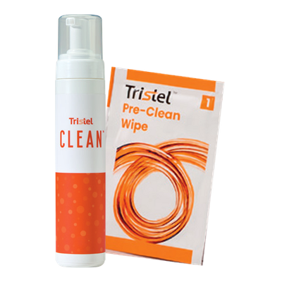 Tristel CLEAN-schuim en Tristel Pre-Clean Wipe