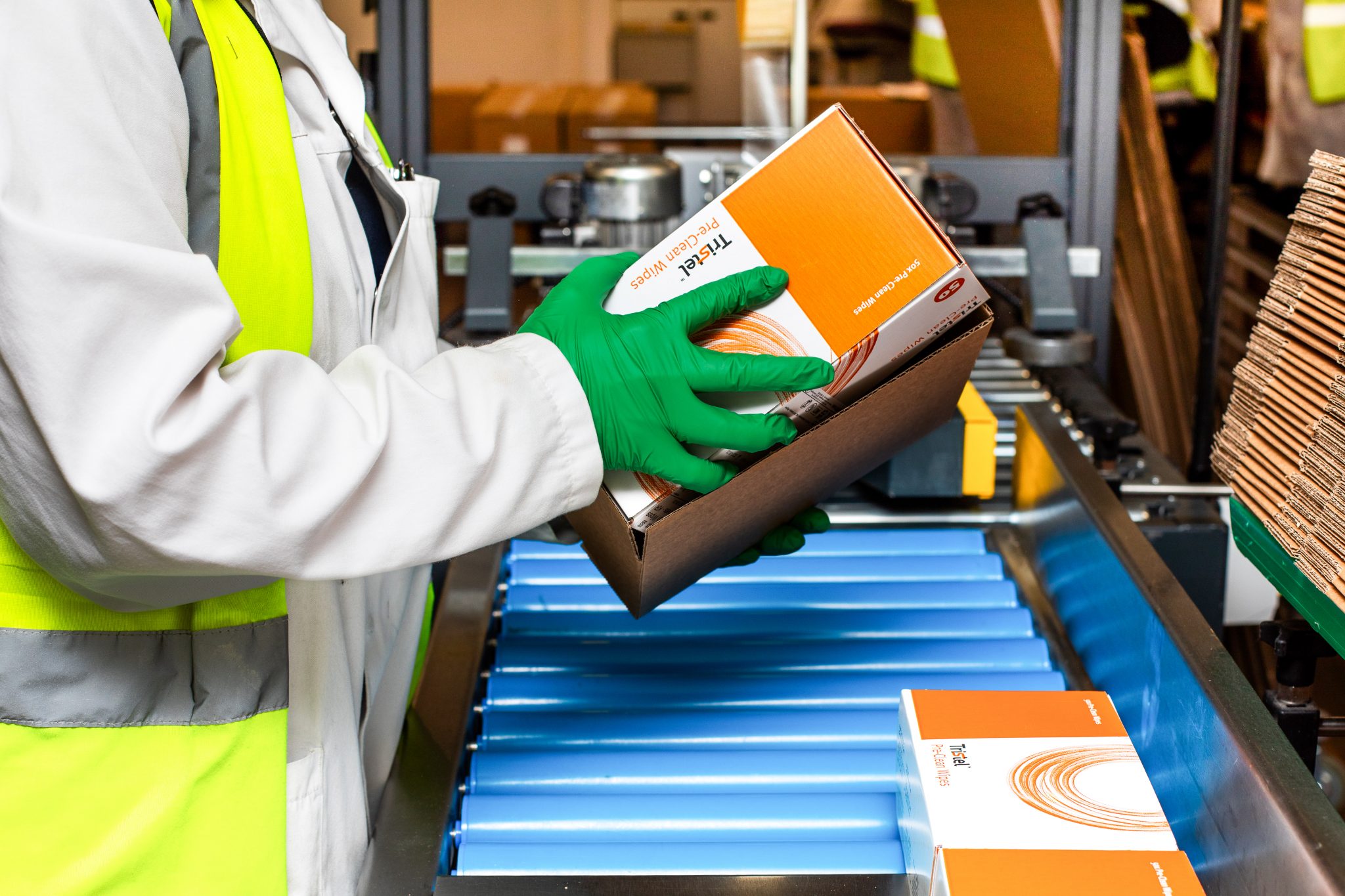 Products being prepared at a manufacturing site